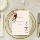 Menu Boho Rust & Neutral Cream Fall Floral Wedes<br><div class="desc">Apresentando nosso belo menu de Casamento Geométrico Cream, uma mistura perfeita de elegância e encanto boêmico! Esta design impressionante apresenta um fundo cremoso que dá o tom para uma celebração romântica e eterno. Adorado com um buquê floral boho cativante, aninhado no canto da armação, este design incorpora a essência da...</div>