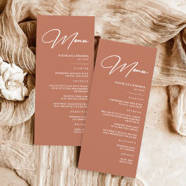 Menu Boho Rust Terracotta Wedding