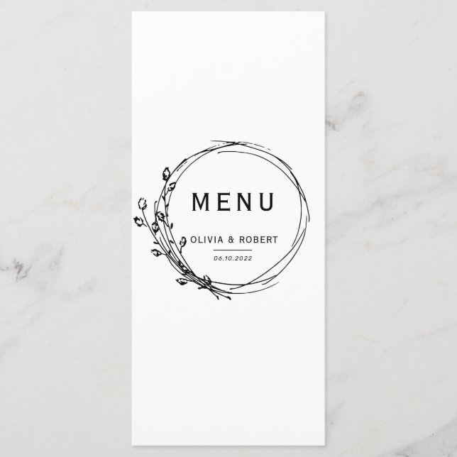 Menu Boho Rustic Style Simple Floral Weding Simples (Frente)