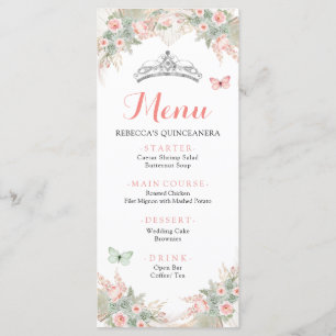 Menu Boho Sage Green Blush Rosa Quinceañera