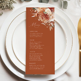 Menu Boho Terracotta Dahlia Rosa Elegante Casamento