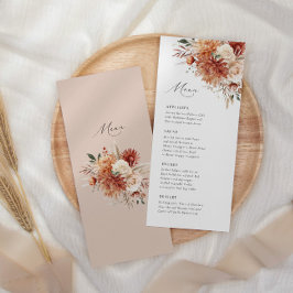 Menu Boho Terracotta Dahlia Rosa Elegante Casamento