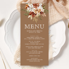 Menu Boho Terracotta Floral Wildflower Beige Weding