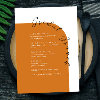 Menu Boho Terracotta Mínimo de Bridal de Texto Bru