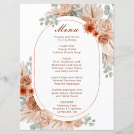 Menu Boho Terracotta Pampas Grass