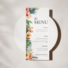 Menu Boho Tropical Floral Wedding