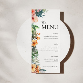 Menu Boho Tropical Floral Wedding