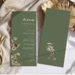 Menu Boho Verde<br><div class="desc">Menu Boho Verde. Este na moda e elegante menu de casamento contém lindas flores silvestres de cor d'água pintadas manualmente,  organizadas como um buquê adorável perfeito para primavera,  verão ou casamentos outono. Encontre itens correspondentes na Coleção de Casamento de Bóvora Verde Sage.</div>