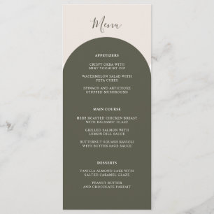 Menu Boho Verde Sage Arcos Casamento Retro Jantar