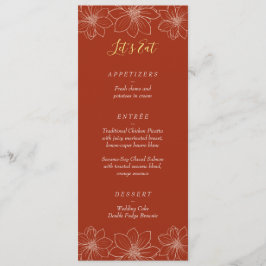 Menu Boho vermelho moderno casamento floral chinês
