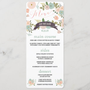 Menu Boho Watercolor Janto Floral Namoro