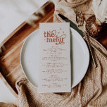 Menu Boho Wedding<br><div class="desc">Este é um modelo de cardápio de casamento com tema retroativo. Edite o texto e as cores mais* neste convite de casamento retroativo para que ele ajustado o tema do evento estilo pessoal! (as palavras "o" e "menu" não são editáveis, mas você pode mudar as cores dele!) // Para designs...</div>