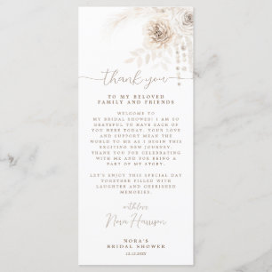 Menu Boho White e Floral Neutro Obrigado Placa de Lugar