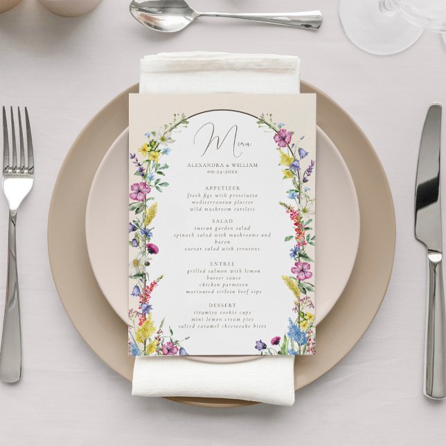 Menu Boho Wildflower Arch Wedding (Criador carregado)