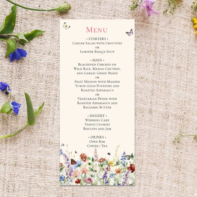 Menu Boho Wildflower & Butterflies (Criador carregado)