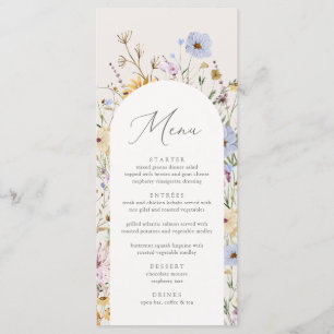 Menu Boho Wildflower Chá de fraldas