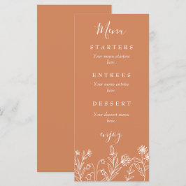 Menu Boho wildflower terracotta casamento