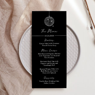 Menu Bola de Disco Mínima Casamento Negro