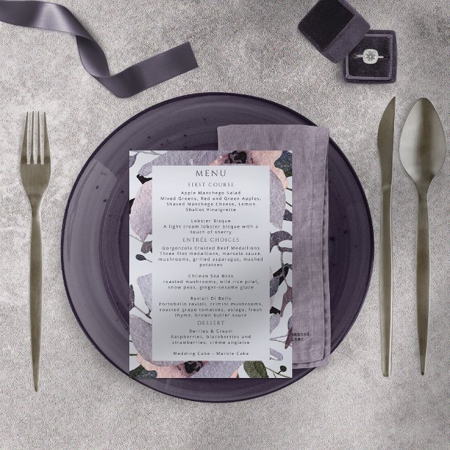 Menu Bold Violet Plum Mauve Floral Abstrato (Criador carregado)