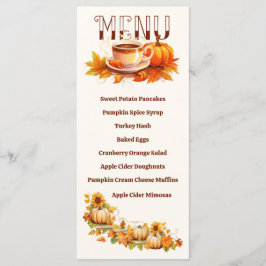 Menu Bombas de Ação de Graças de Aquarela e Café