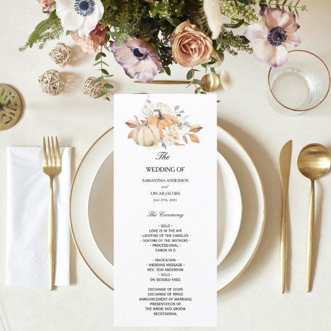 Menu Bombas e Flores de Aquarelas Modernas do outono (Criador carregado)