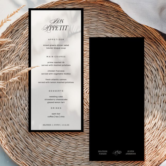 Menu Bon Appetit Classic Elegant Wedding (Criador carregado)