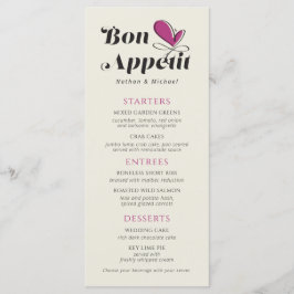 Menu Bon Appetit Wedt Janto Magenta Cream