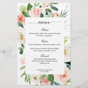 Menu Bonito de Casamento Botânico Floral do Paste