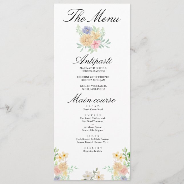 Menu Borboleta Amarela do Girassol Casamento no Prado (Frente)