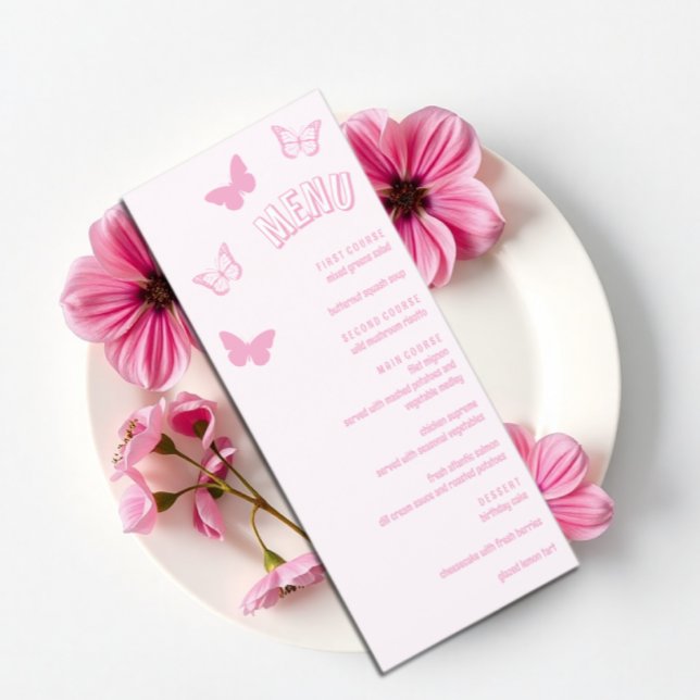 Menu Borboletas Rosa Quinceanera (Criador carregado)
