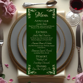 Menu Borda Ornamentada & Monograma de Coração - Esmeral