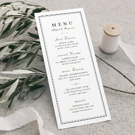 Menu Bordas elegantes casamento minimalista preto e bra
