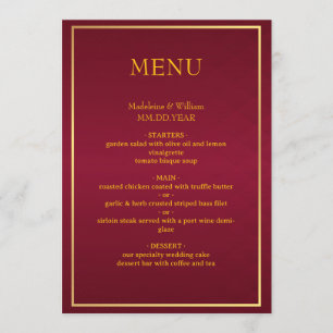 Menu Borgonha e Dourado Clássicos Elegantes