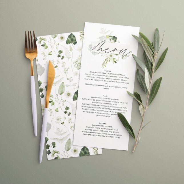 Menu Botânica Personalizada para Casamento Elegante Veg (Criador carregado)