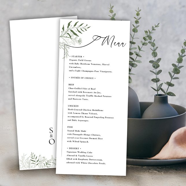 Menu Botânico Minimalista de Folhas Naturais (Criador carregado)