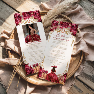 Menu Botas de Cowboy Quinceanera Ouro Borgonha