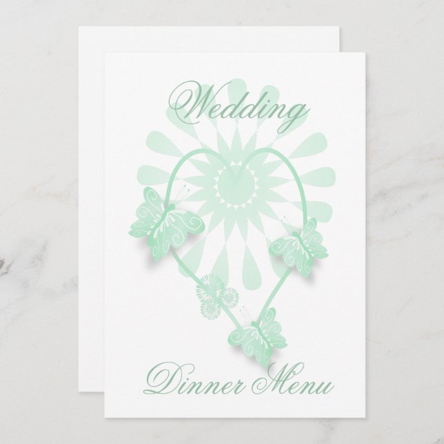 Menu Botões Peppermint de Casamento Coração (Frente/Verso)