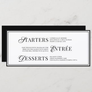 Menu Bow Classic Old Money Black & White Wedding