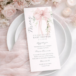 Menu Bow Elegant Greenery Neutral Baby Shower