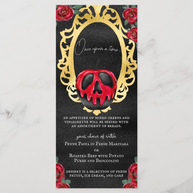 Menu Branca de Neve Conto de Fadas Gótico Maçã Envenena (Frente)