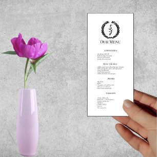 Menu Branca Elegante com Casamento de Terra Monograma P