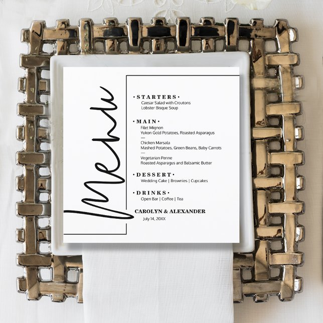 Menu Branco chic (Chic square white menu cards)