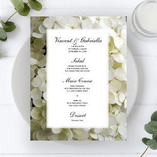 Menu branco do casamento da flor do Hydrangea