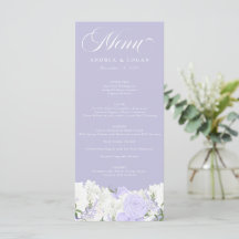 Branco e Periwinkle | Cardápio de Casamento