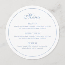 Menu Branco elegante e azul claro redondo