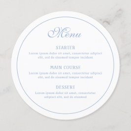 Menu Branco elegante e azul claro redondo