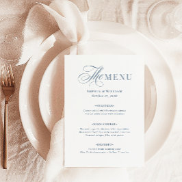 Menu Branco Elegante e Azul Empoeirado | Luxo Clássico