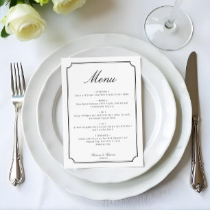 Menu Branco preto minimalista elegante e elegante