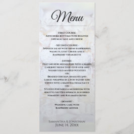 Menu Brancos e Corações Refletindo Casamento Elegante