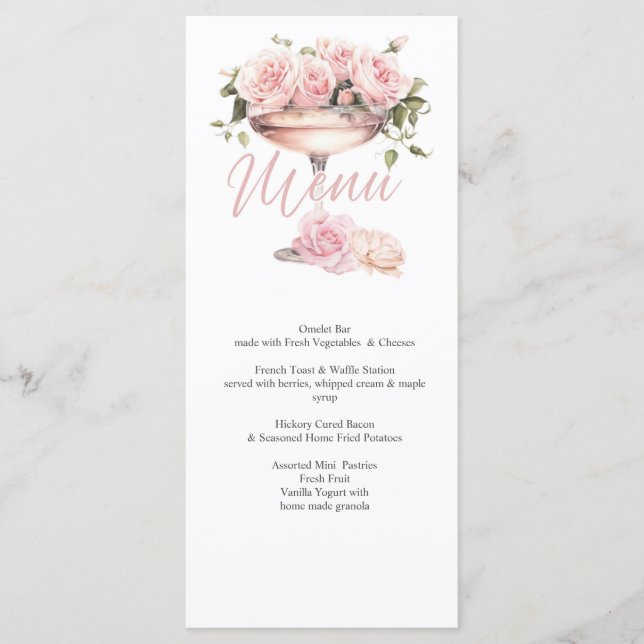 Menu Bridal Brunch, Bridal shower, floral, elegant (Frente)